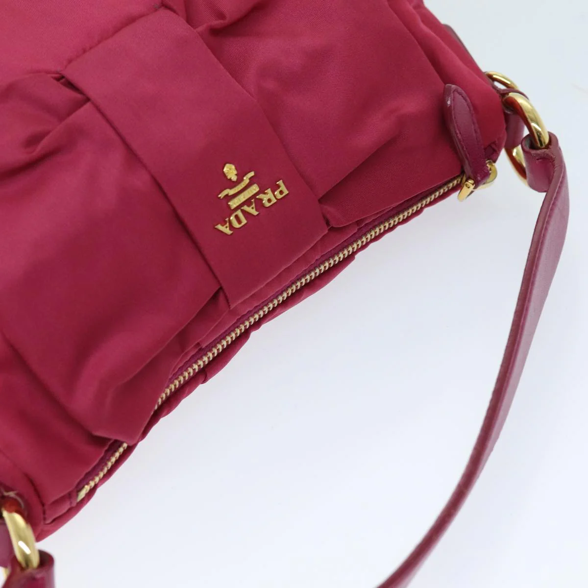 Ribbon Shoulder Bag Nylon Pink - Image 5