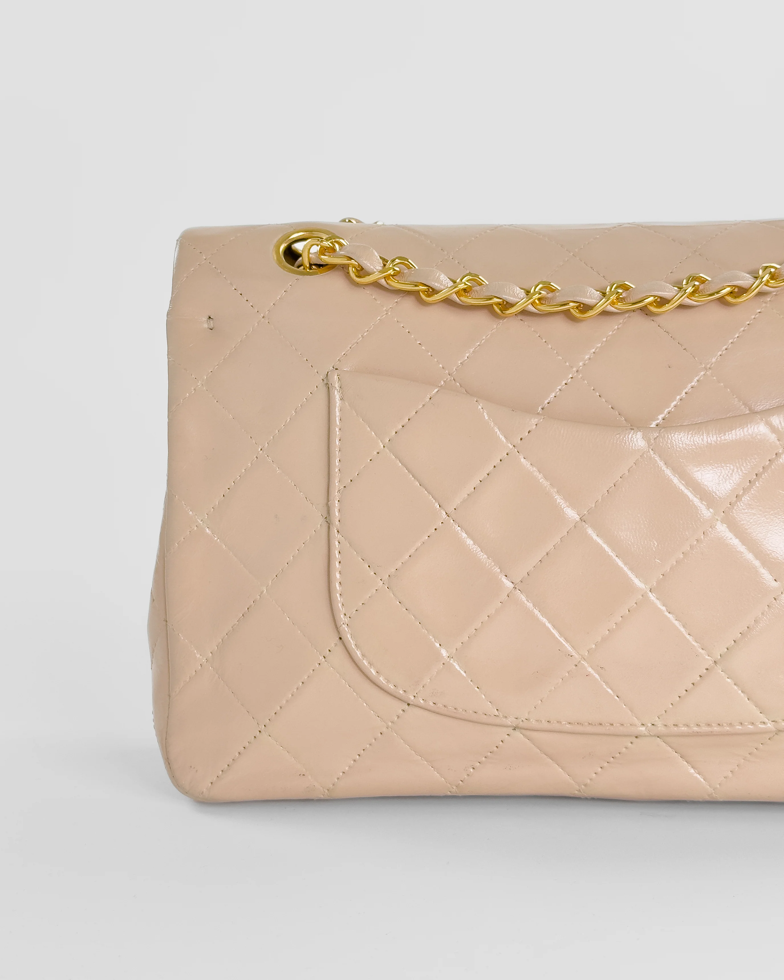 Classic Matelasse 25 Chain Flap Bag Lamb Skin Beige - Image 5