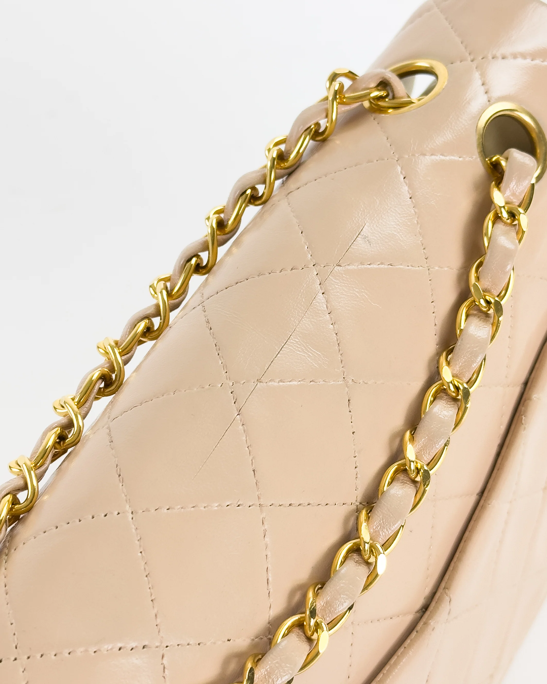 Classic Matelasse 25 Chain Flap Bag Lamb Skin Beige - Image 7