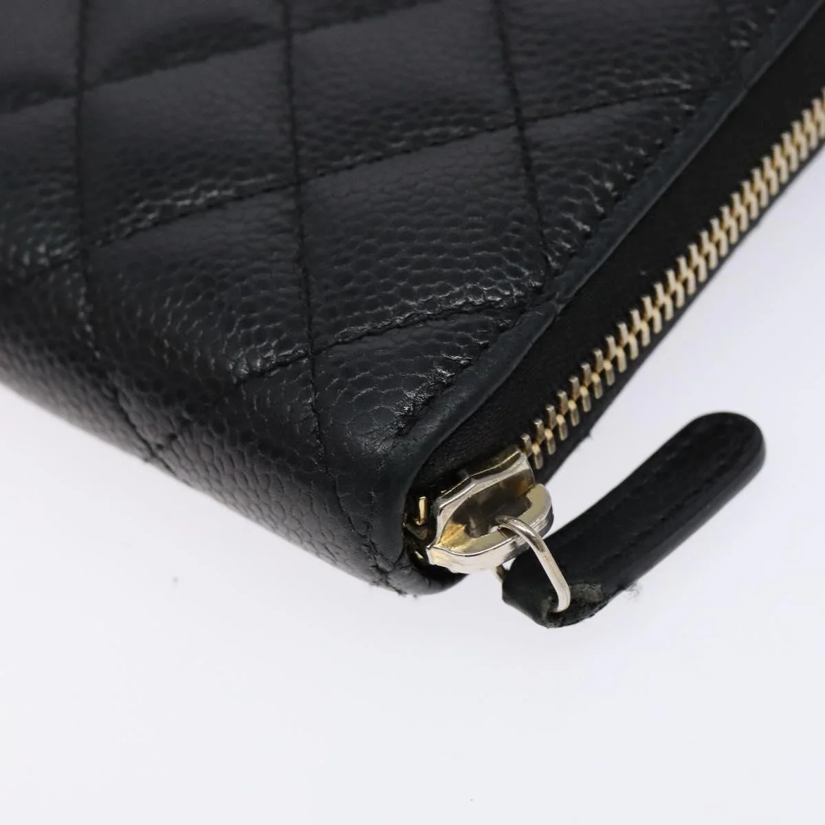 Long Wallet Caviar Skin Black Gold CC - Image 11