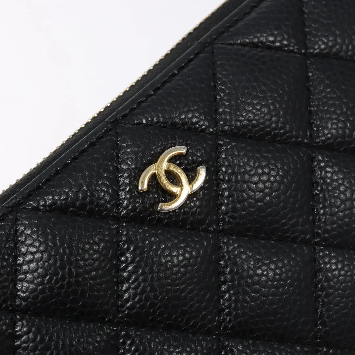 Long Wallet Caviar Skin Black Gold CC - Image 14