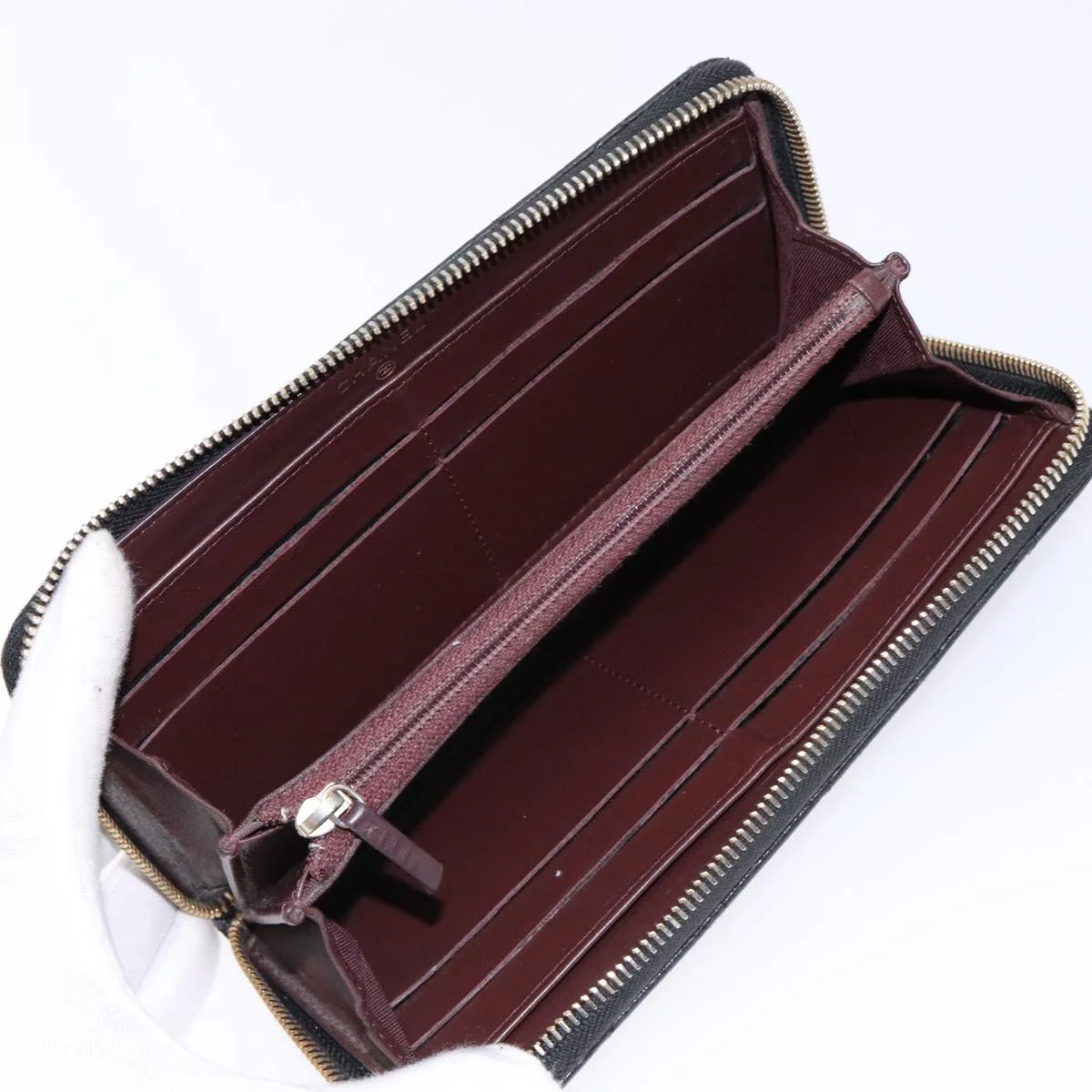 Long Wallet Caviar Skin Black Gold CC - Image 15