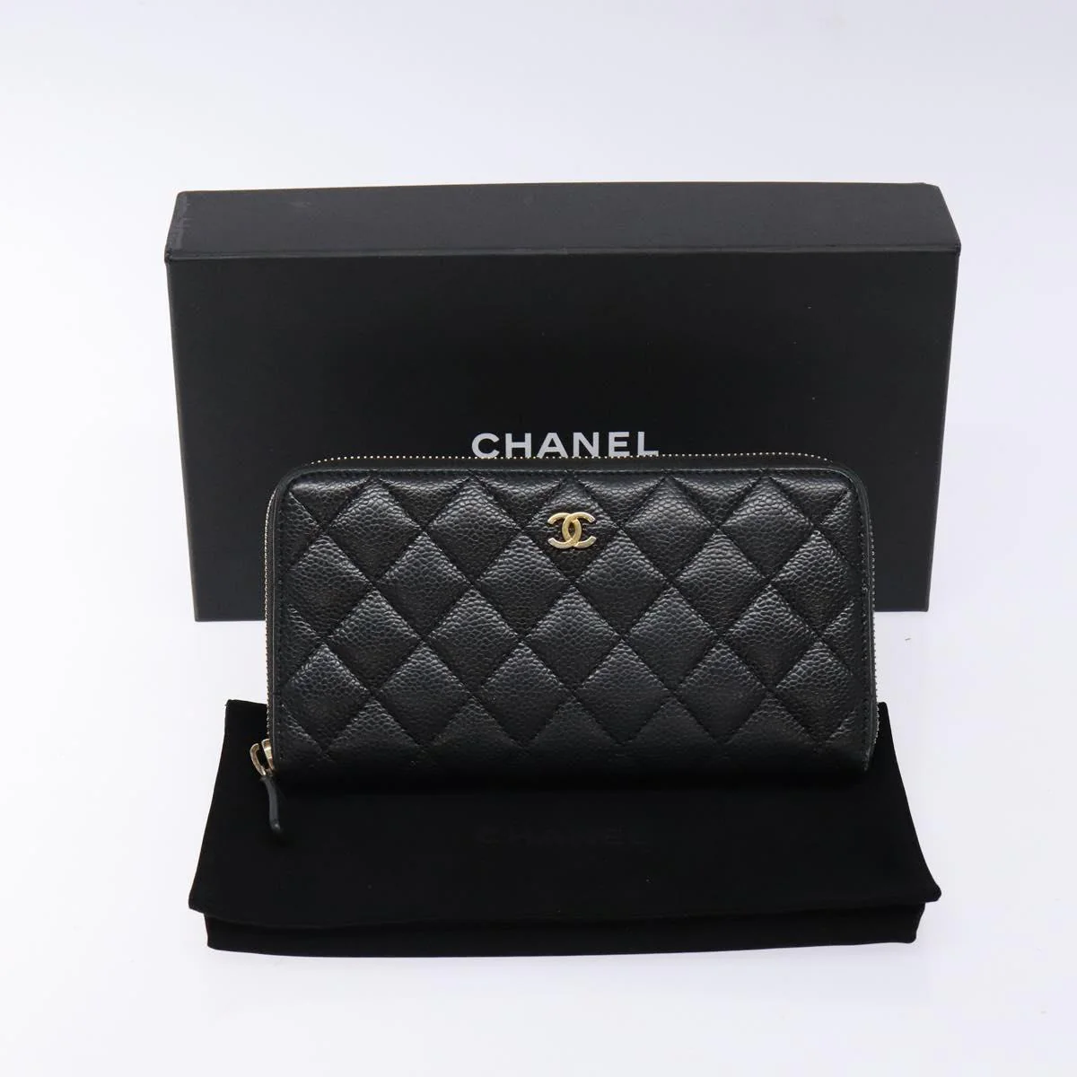 Long Wallet Caviar Skin Black Gold CC - Image 24