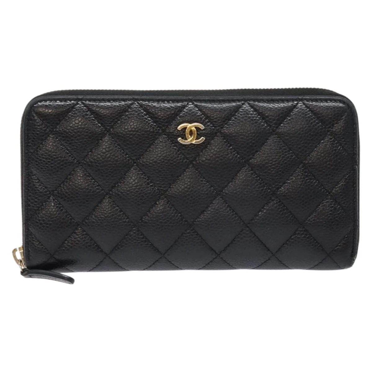 Long Wallet Caviar Skin Black Gold CC - Image 3