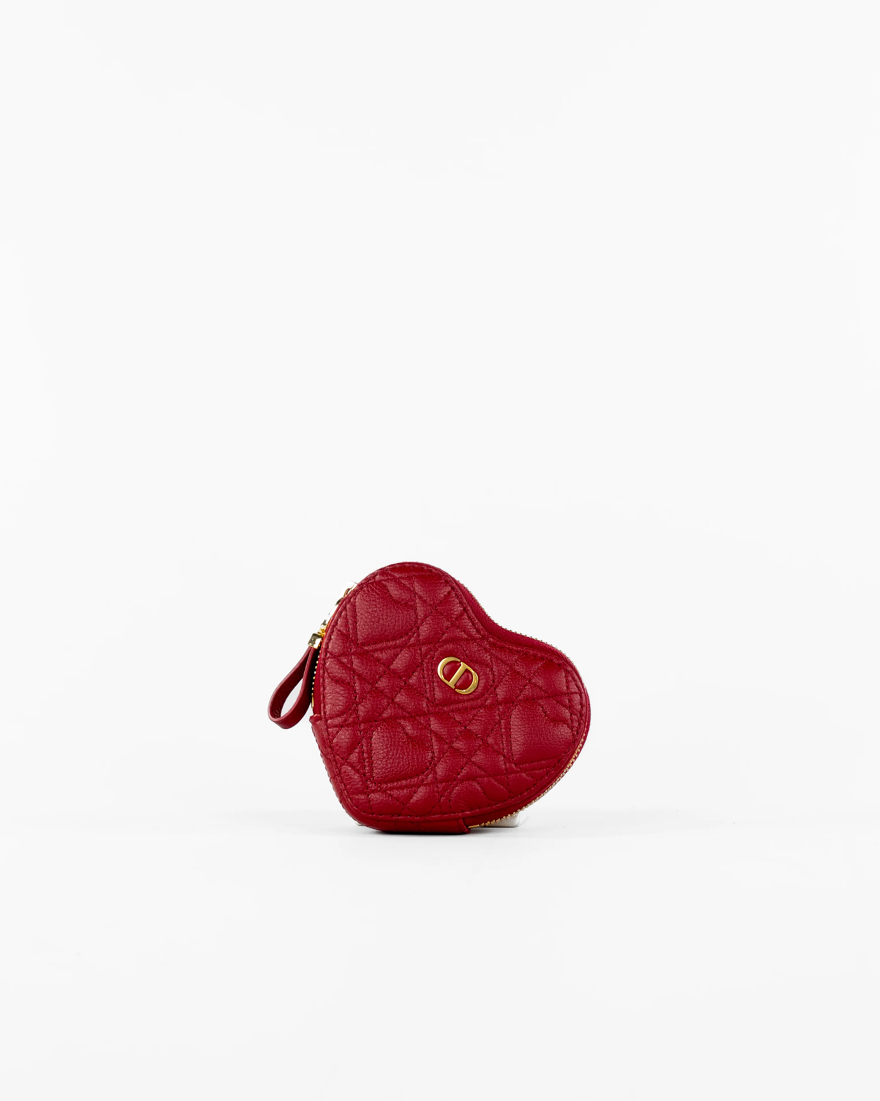 Cannage Caro Chain Shoulder Bag Leather Red Gold