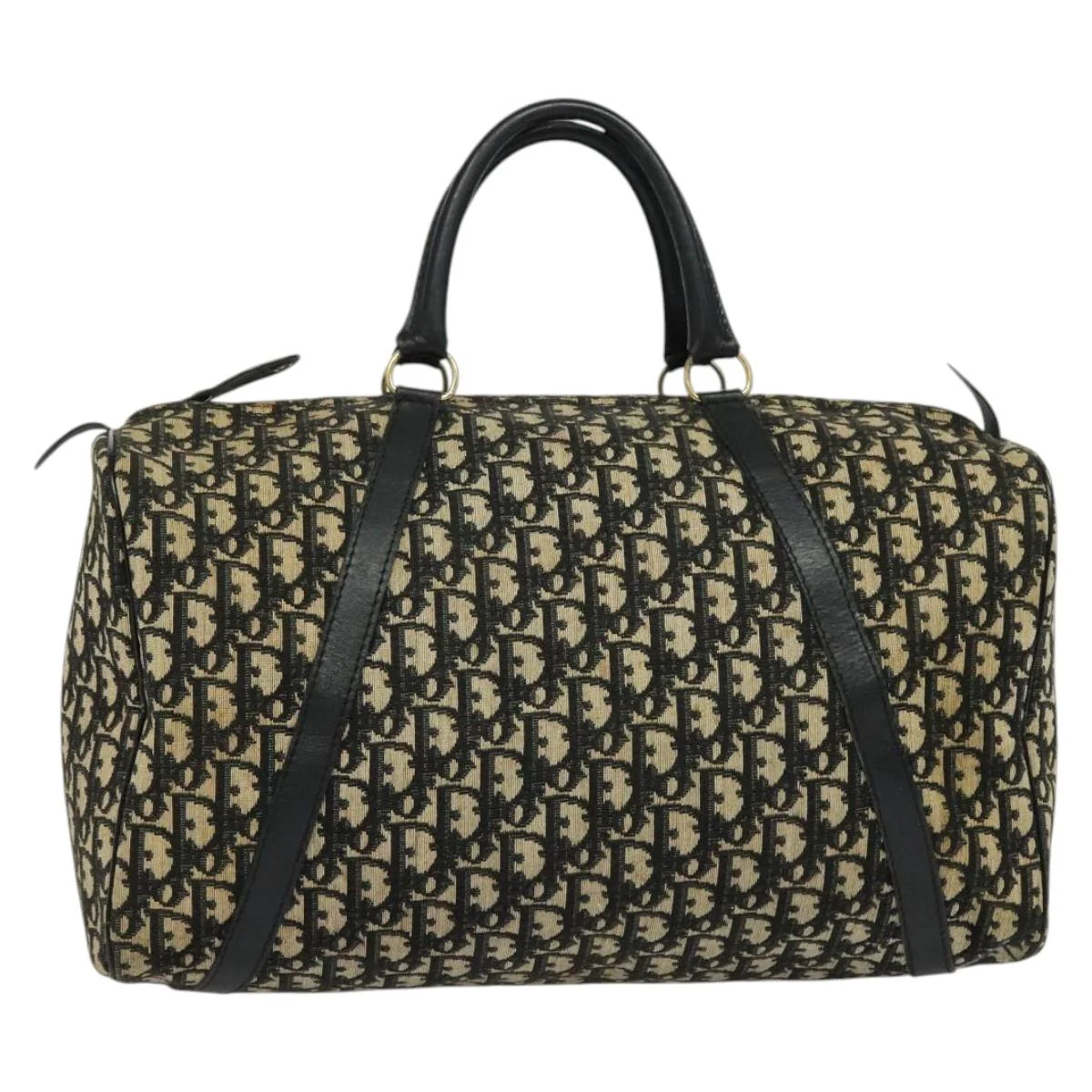 Christian Dior Trotter Canvas Boston Bag Black Gold - Image 3