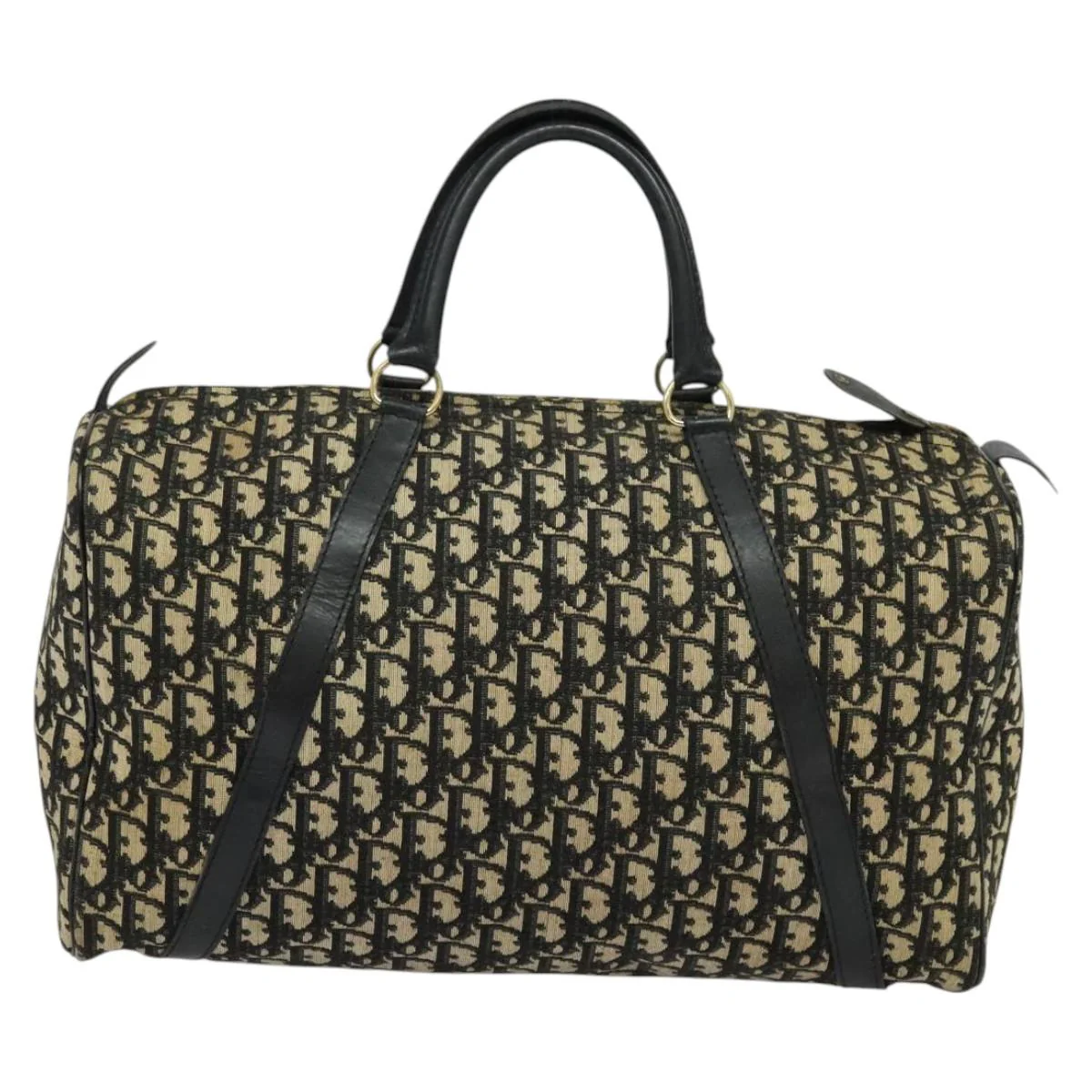 Christian Dior Trotter Canvas Boston Bag Black Gold - Image 4