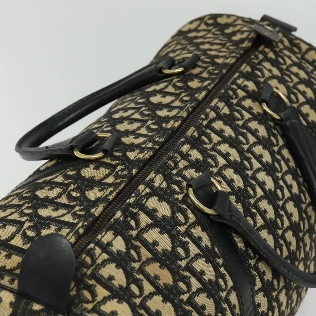 Christian Dior Trotter Canvas Boston Bag Black Gold - Image 7
