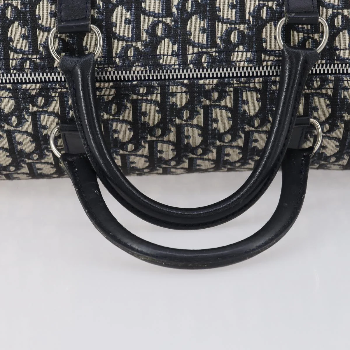 Trotter Canvas Boston Bag Navy Silver - Image 8