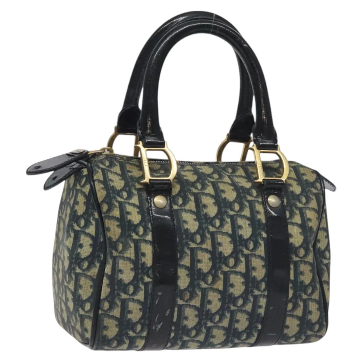 Trotter Canvas Hand Bag PVC Navy Gold - Image 2