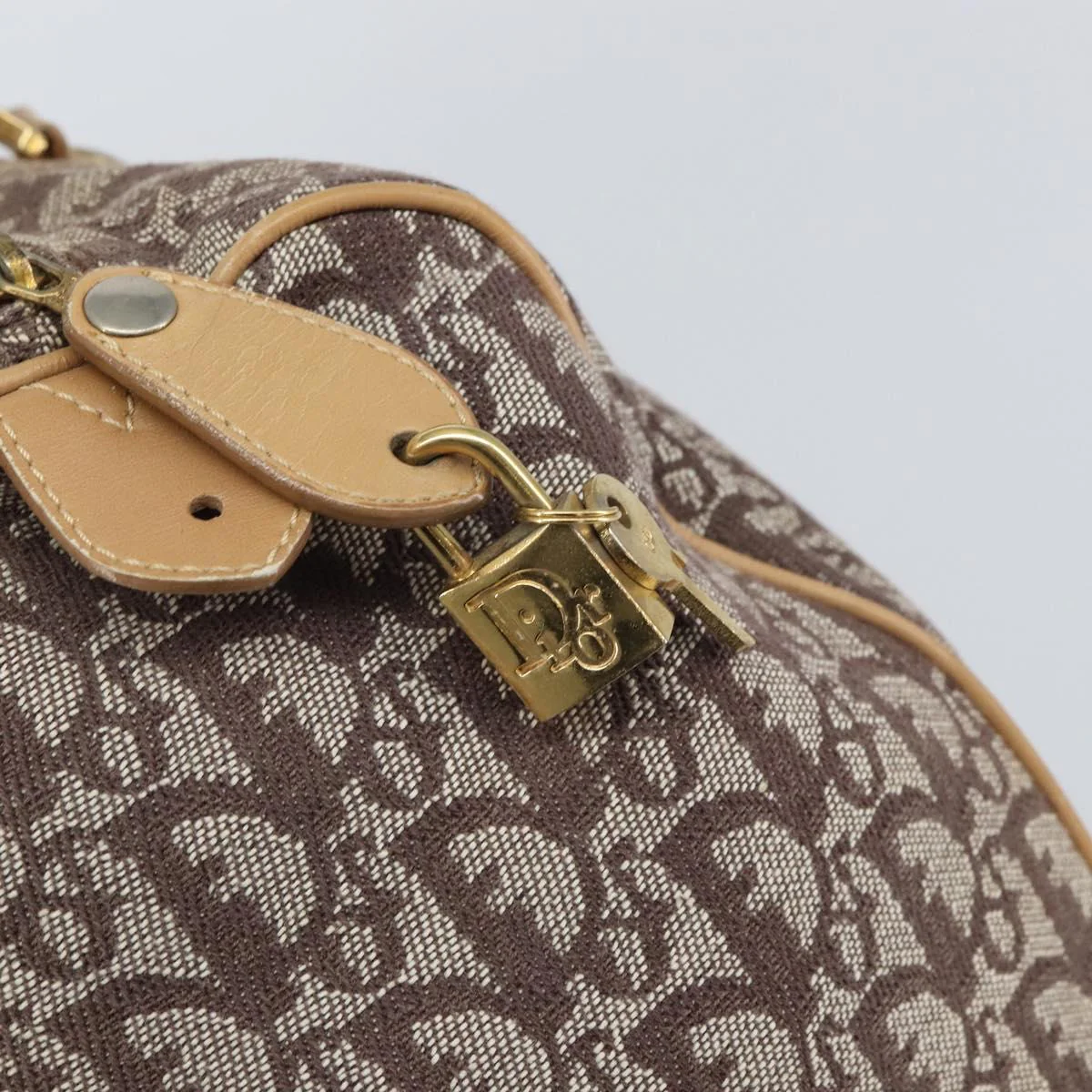 Trotter Canvas Boston Bag Brown Gold - Image 16