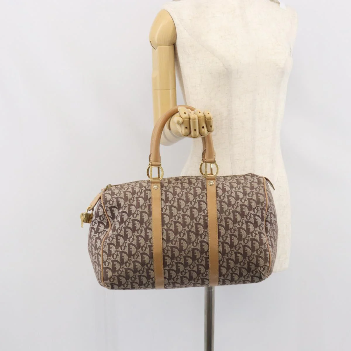 Trotter Canvas Boston Bag Brown Gold - Image 24