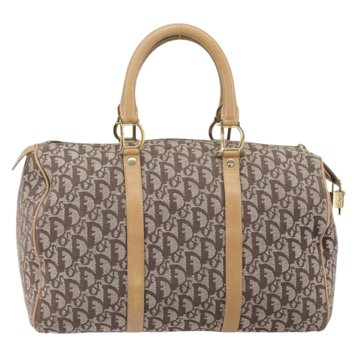 Trotter Canvas Boston Bag Brown Gold - Image 4