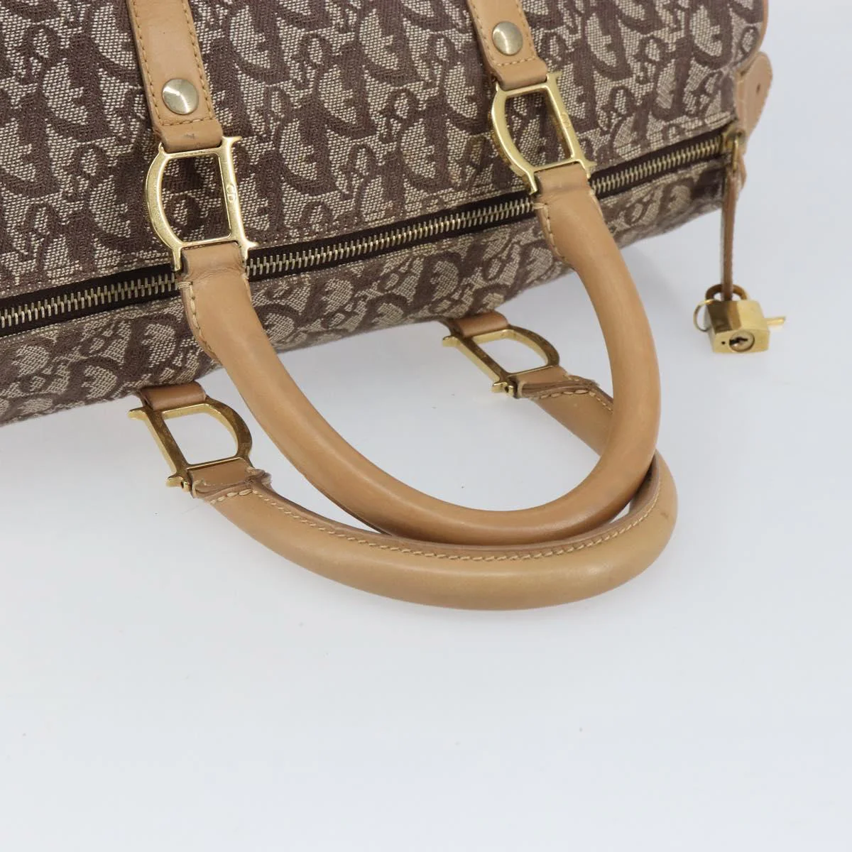 Trotter Canvas Boston Bag Brown Gold - Image 8