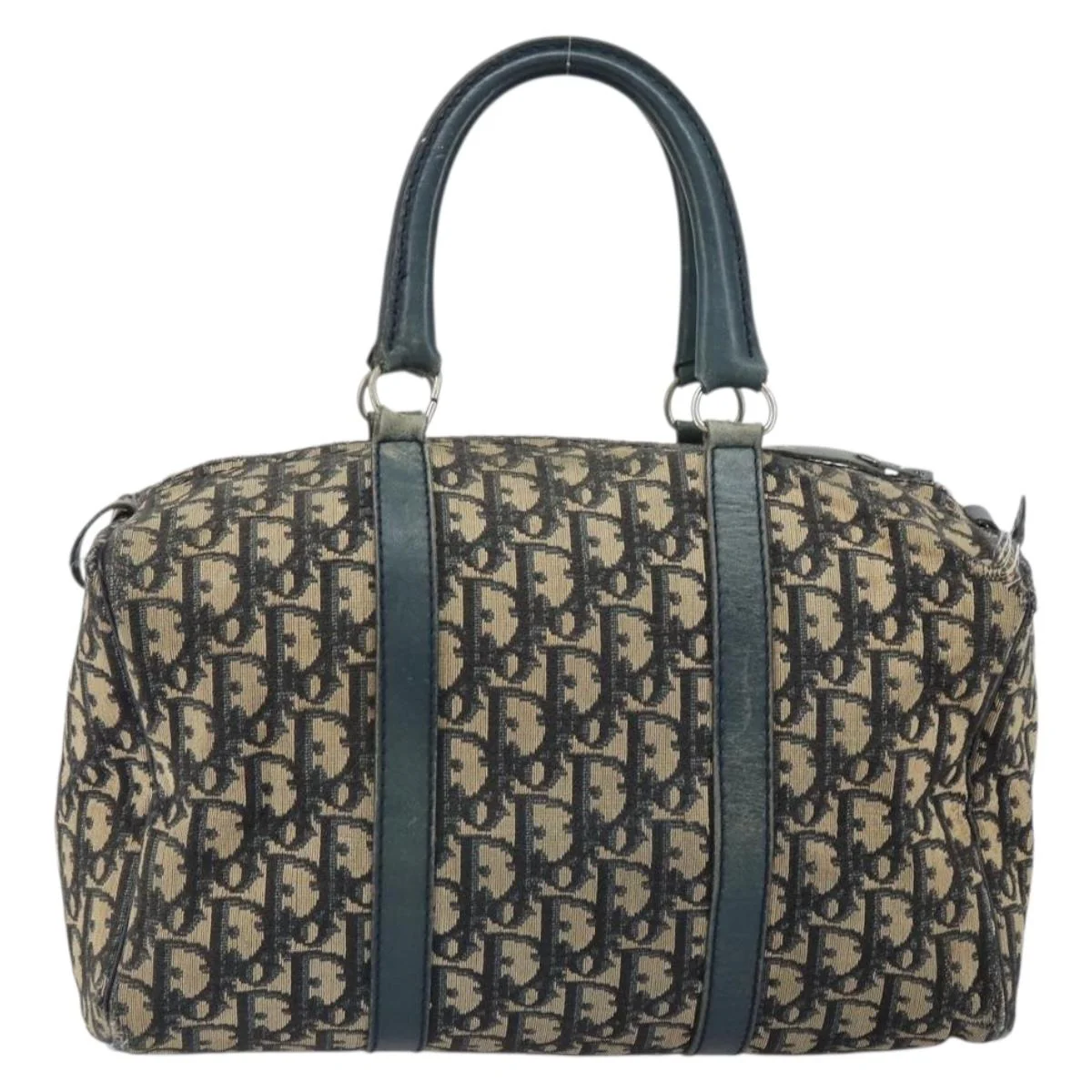 Trotter Canvas Boston Bag Navy Silver - Image 4