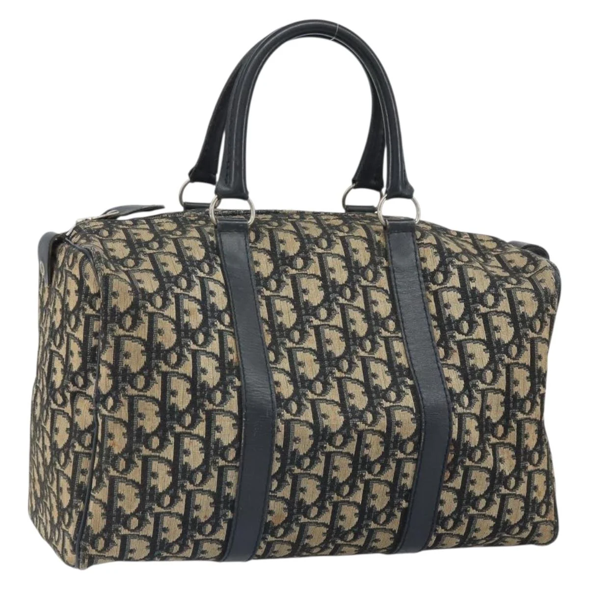Trotter Canvas Hand Bag Navy Silver - Image 2
