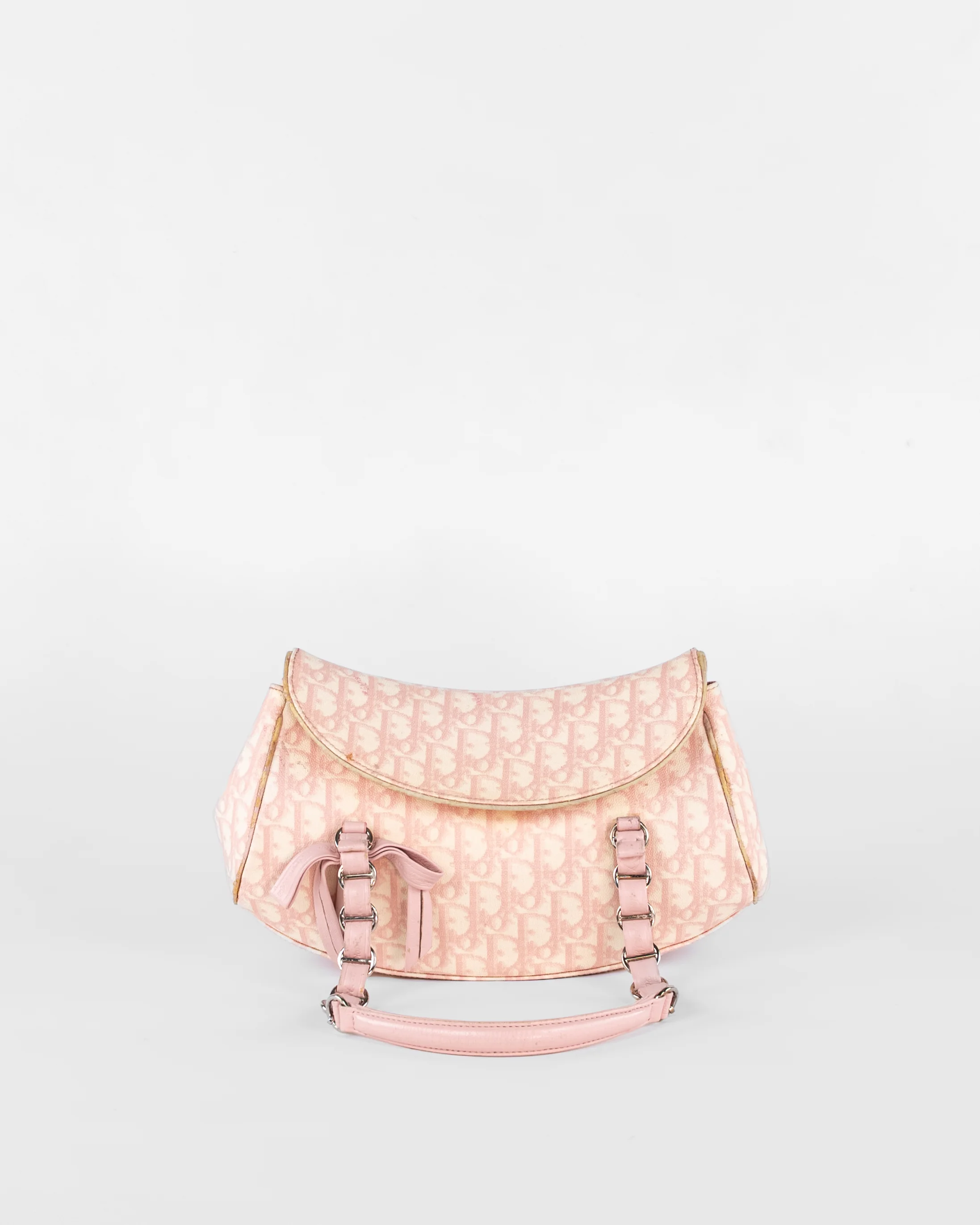 Trotter Canvas Romantic Hand Bag PVC Pink Silver
