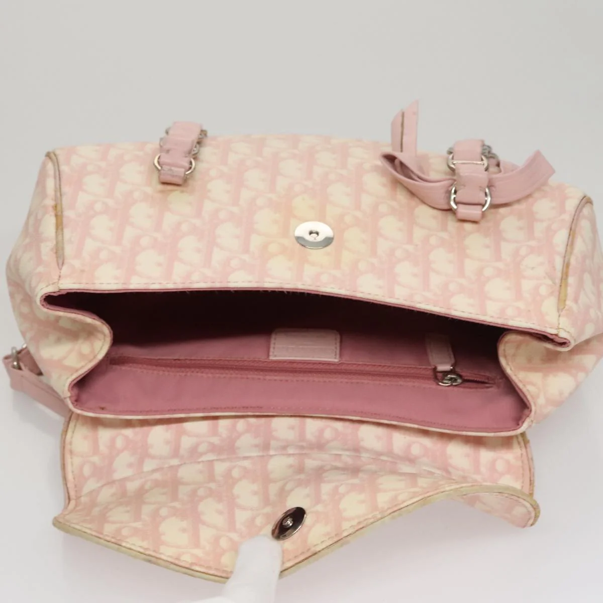 Trotter Canvas Romantic Hand Bag PVC Pink Silver - Image 16