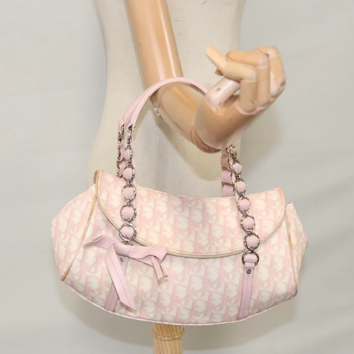 Trotter Canvas Romantic Hand Bag PVC Pink Silver - Image 24