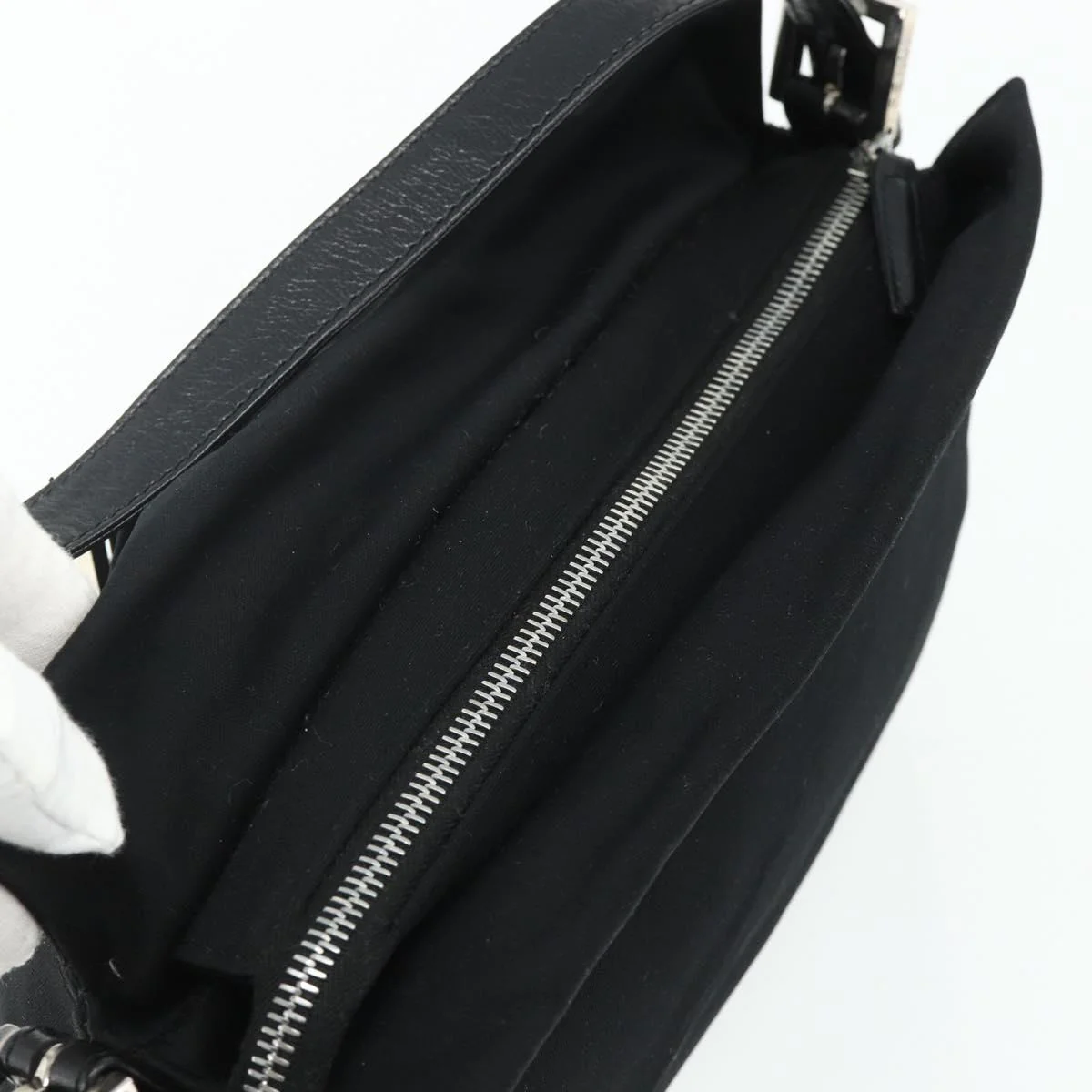 Mamma Baguette Shoulder Bag Nylon Black Silver - Image 7