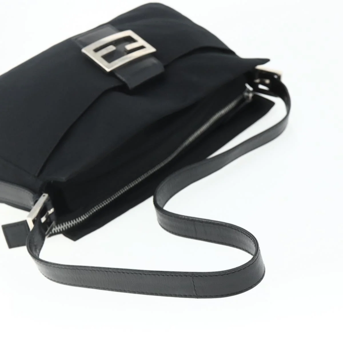 Mamma Baguette Shoulder Bag Nylon Black Silver - Image 8