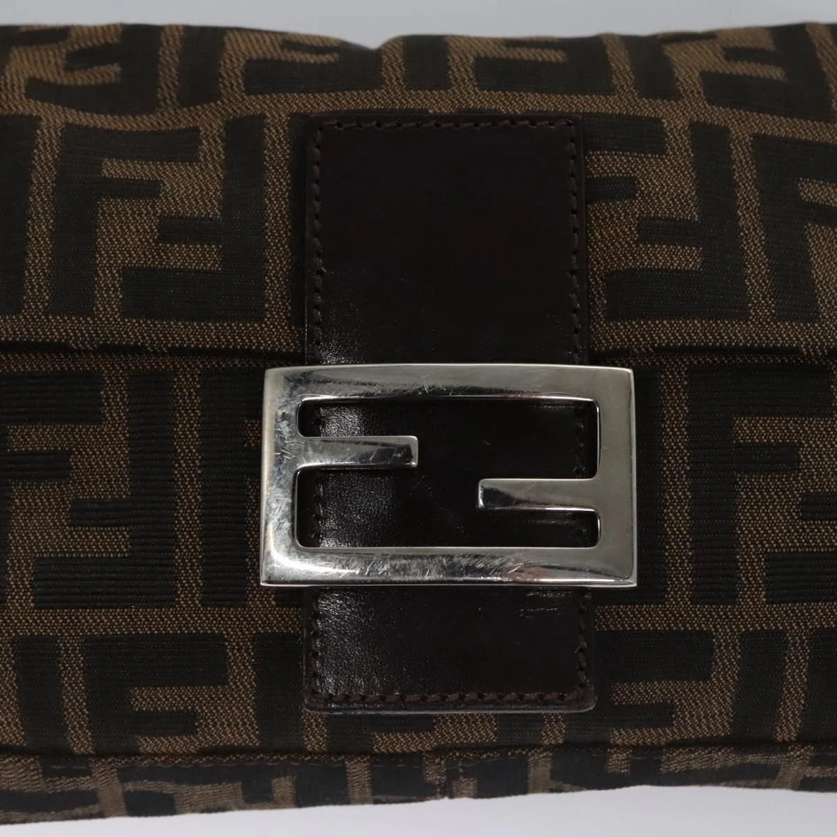 Zucca Canvas Mamma Baguette Shoulder Bag Brown Black Silver - Image 16