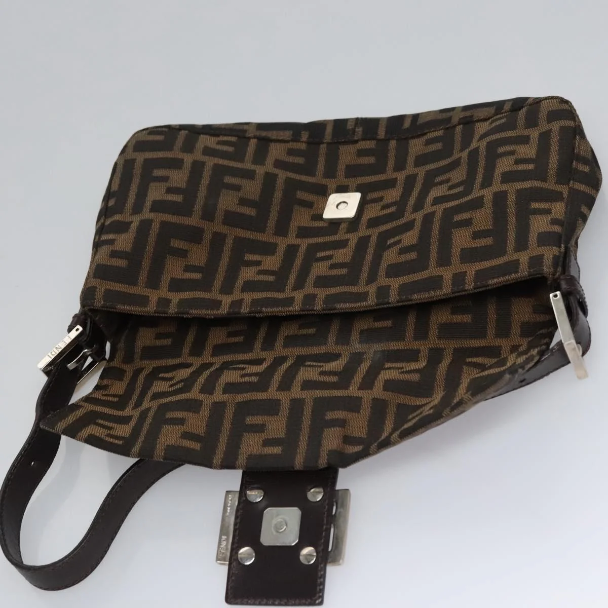 Zucca Canvas Mamma Baguette Shoulder Bag Brown Black Silver - Image 17