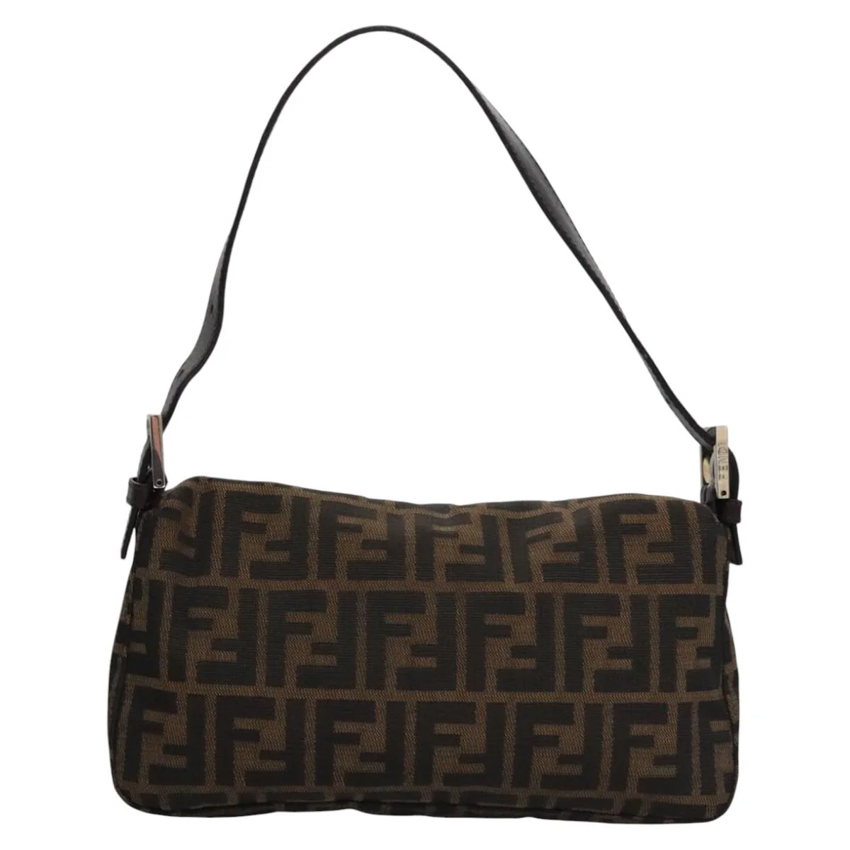 Zucca Canvas Mamma Baguette Shoulder Bag Brown Black Silver - Image 4