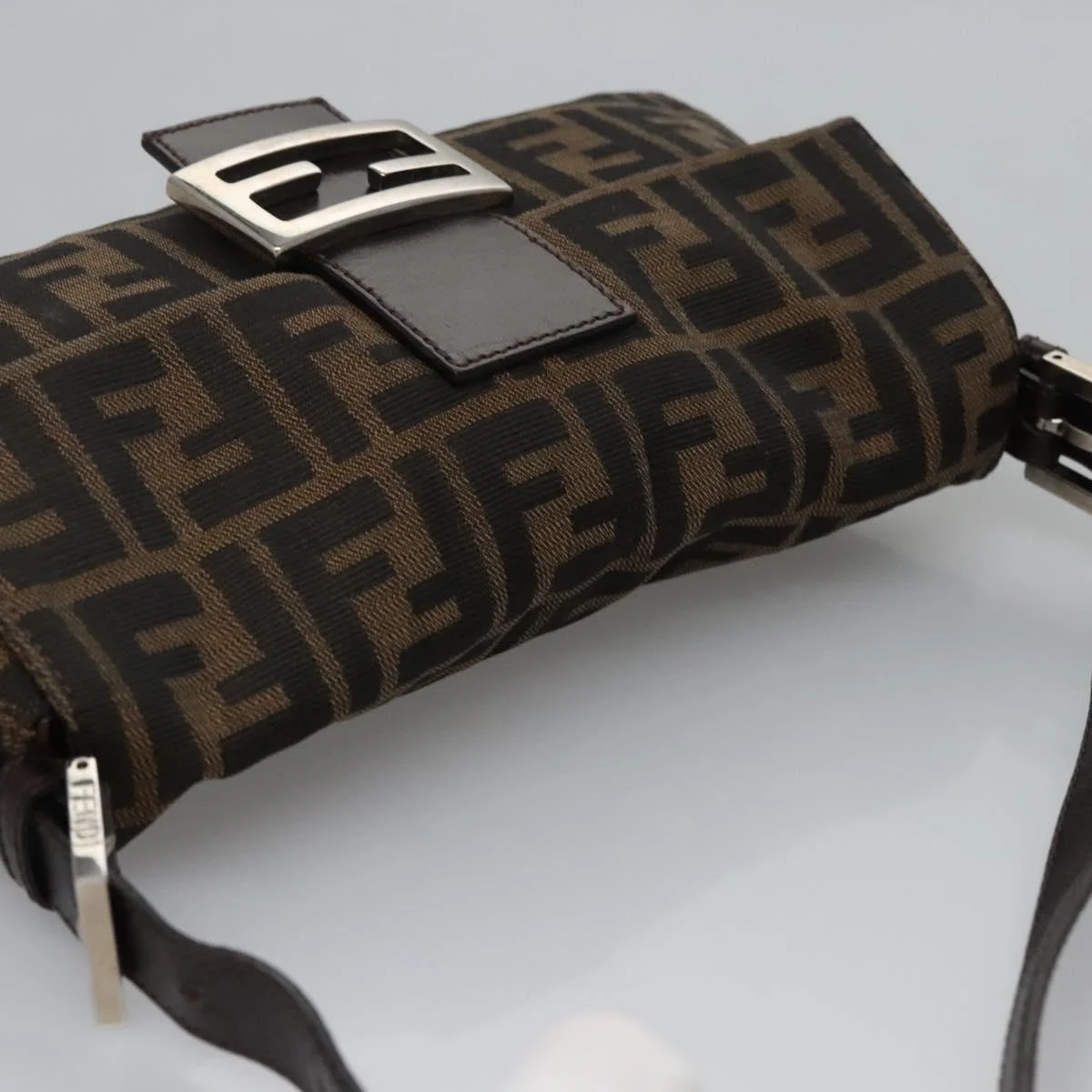 Zucca Canvas Mamma Baguette Shoulder Bag Brown Black Silver - Image 7