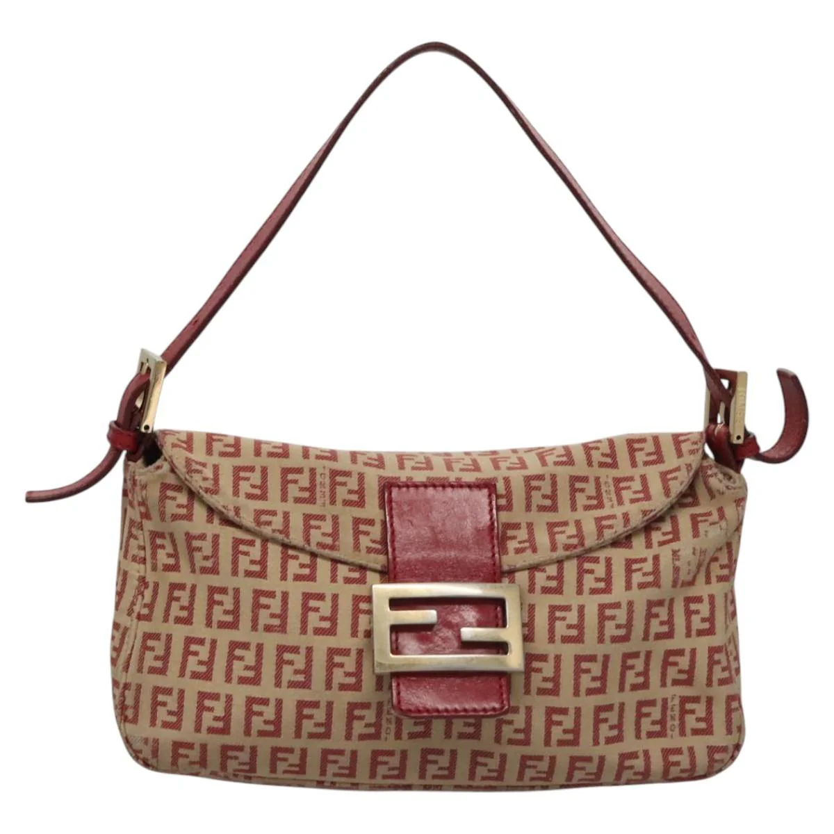 Zucchino Canvas Mamma Baguette Shoulder Bag Beige Red - Image 3