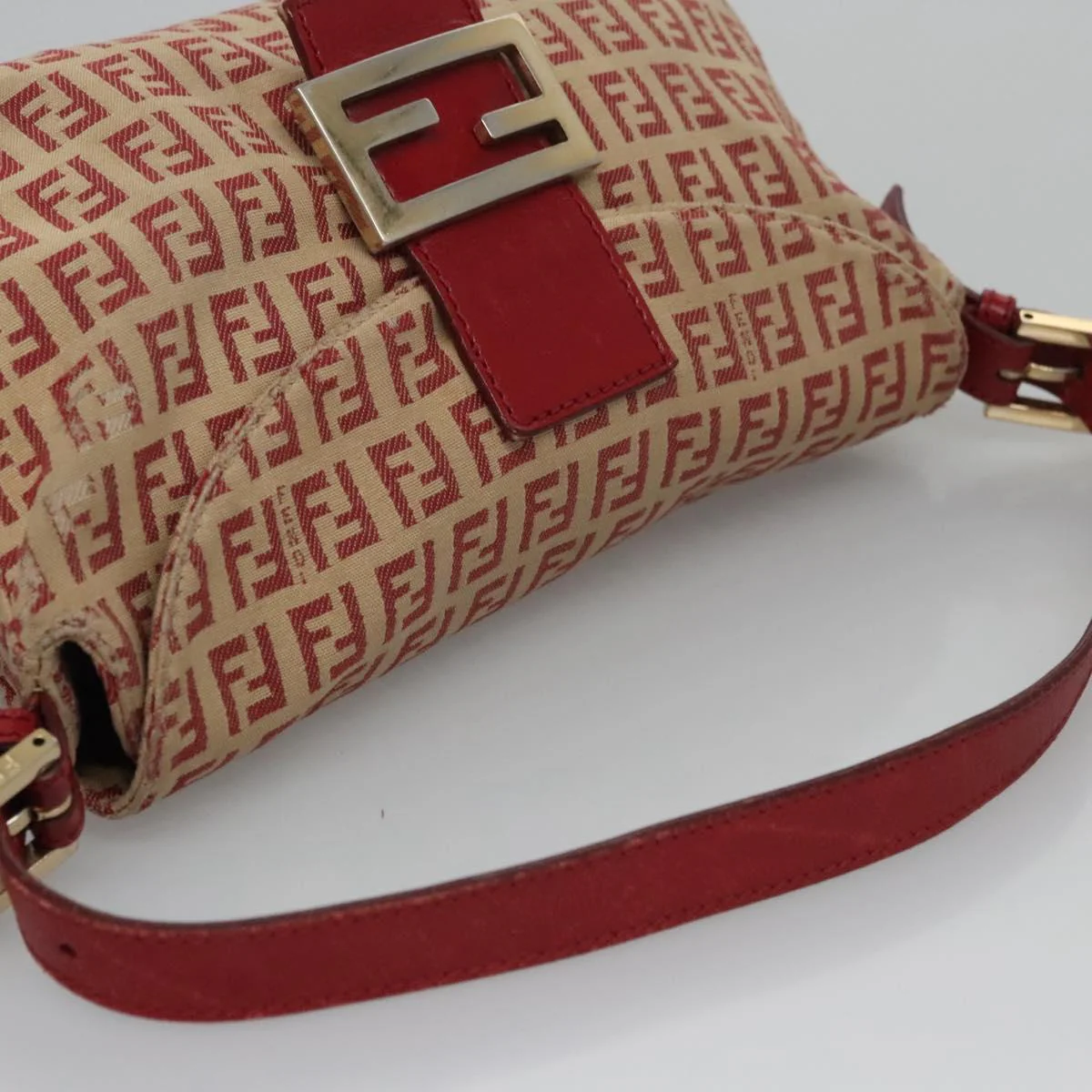 Zucchino Canvas Mamma Baguette Shoulder Bag Beige Red - Image 7