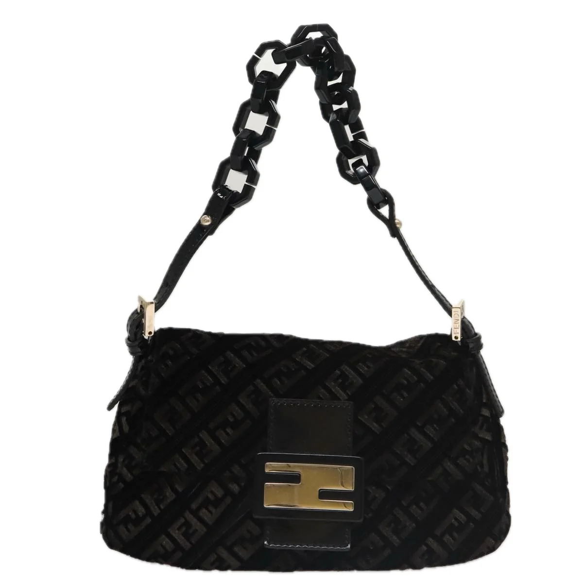 Zucchino Canvas Mini Mamma Baguette Shoulder Bag Velor Black - Image 3