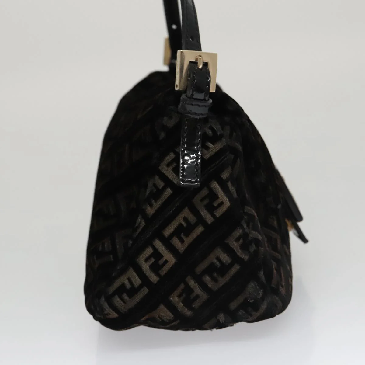 Zucchino Canvas Mini Mamma Baguette Shoulder Bag Velor Black - Image 6