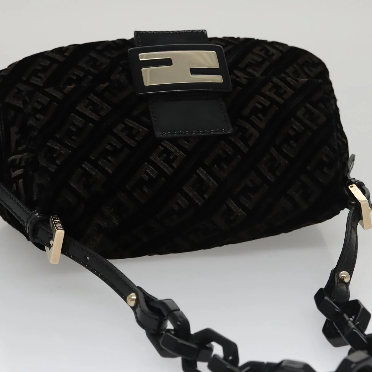 Zucchino Canvas Mini Mamma Baguette Shoulder Bag Velor Black - Image 8