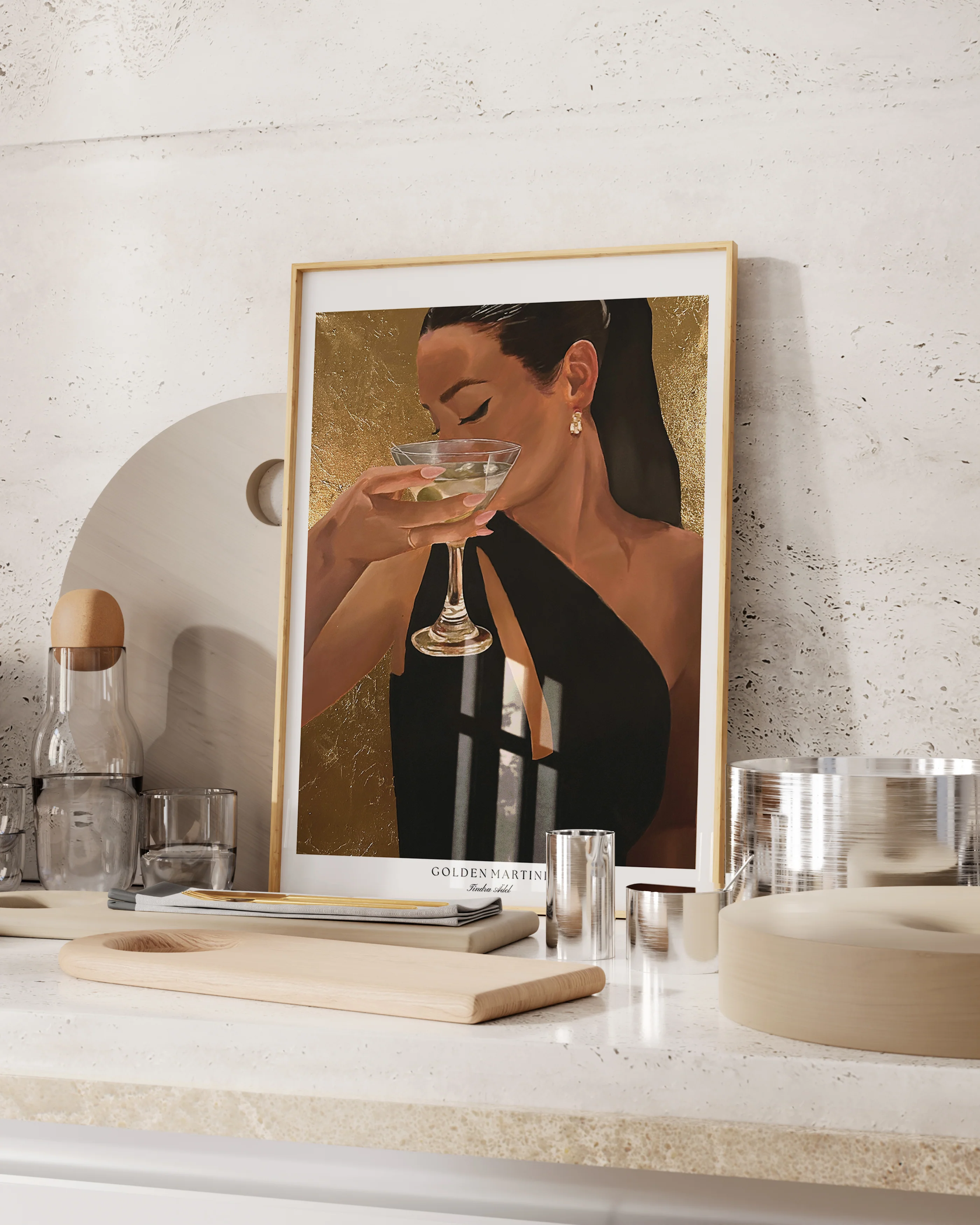"Golden Martini Brunette" Poster - Image 3