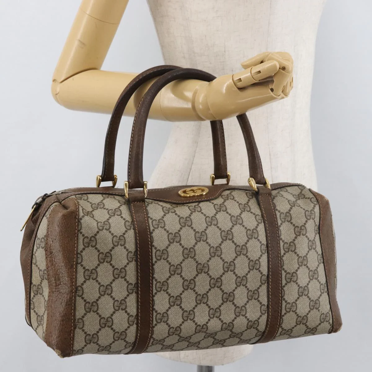 GG Supreme Boston Bag PVC Beige Gold - Image 24