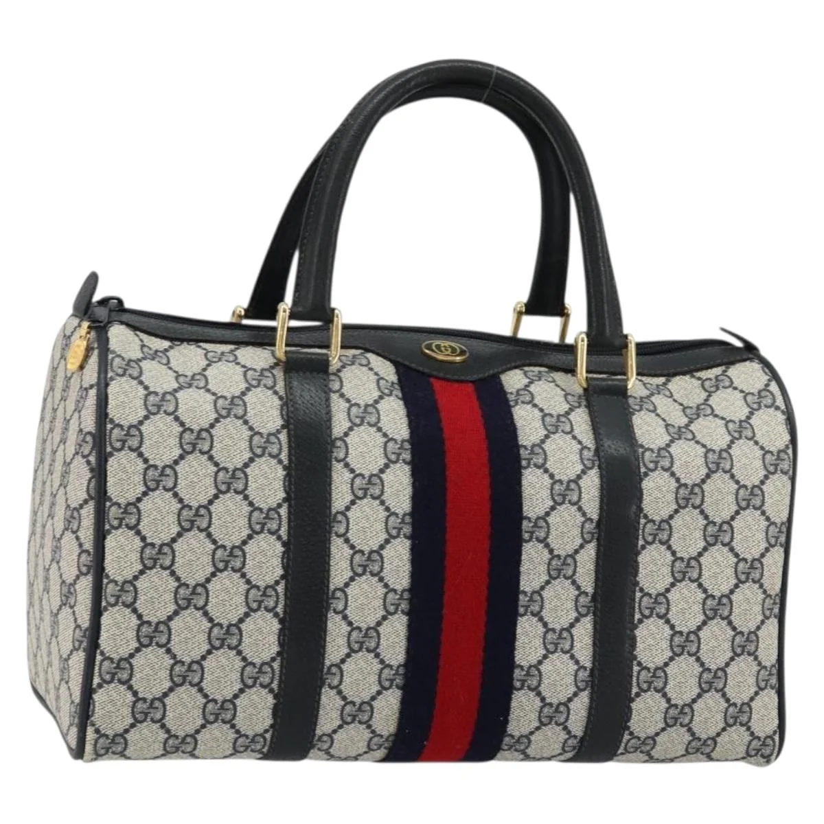 GG Supreme Sherry Line Hand Bag PVC Navy Gold - Image 2
