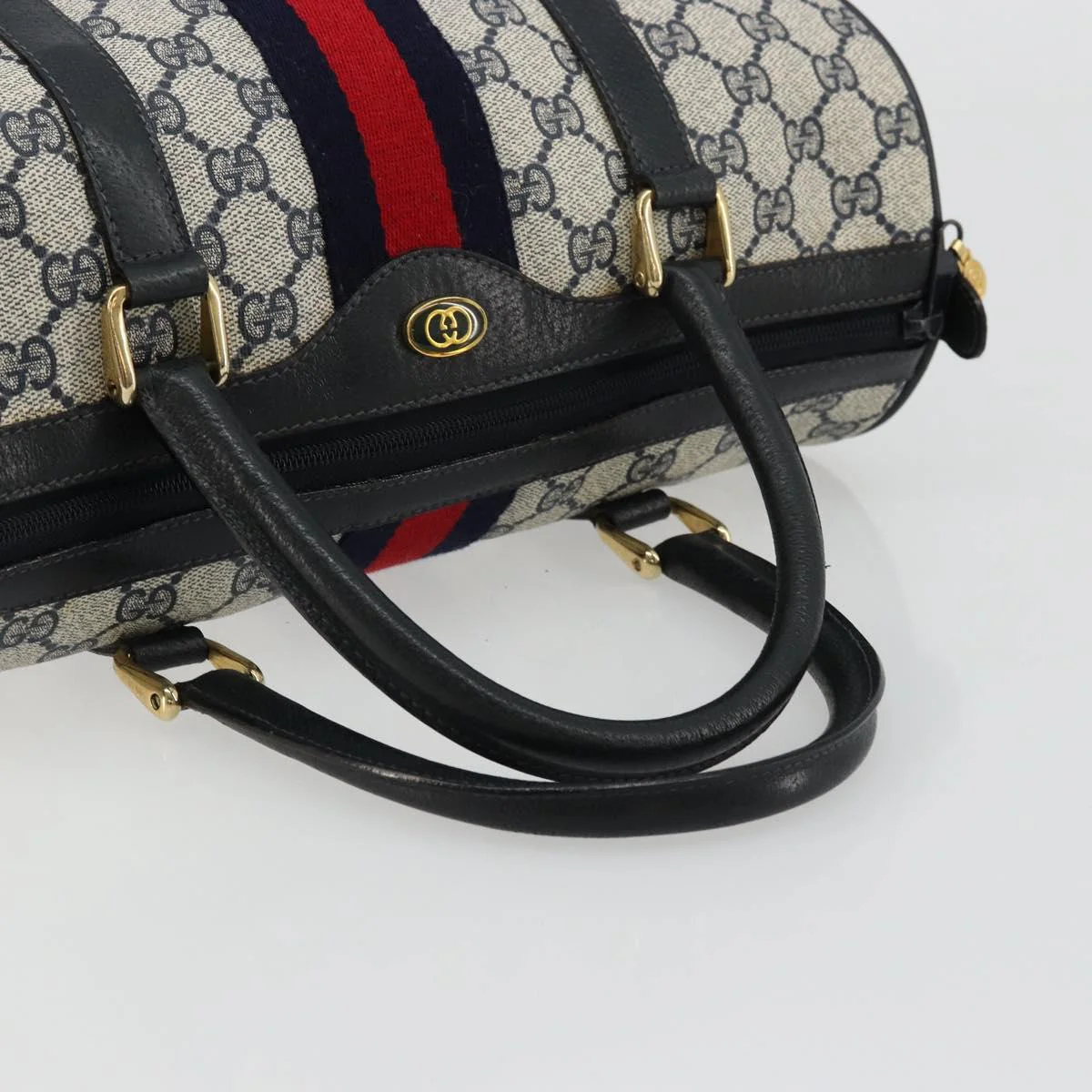 GG Supreme Sherry Line Hand Bag PVC Navy Gold - Image 8