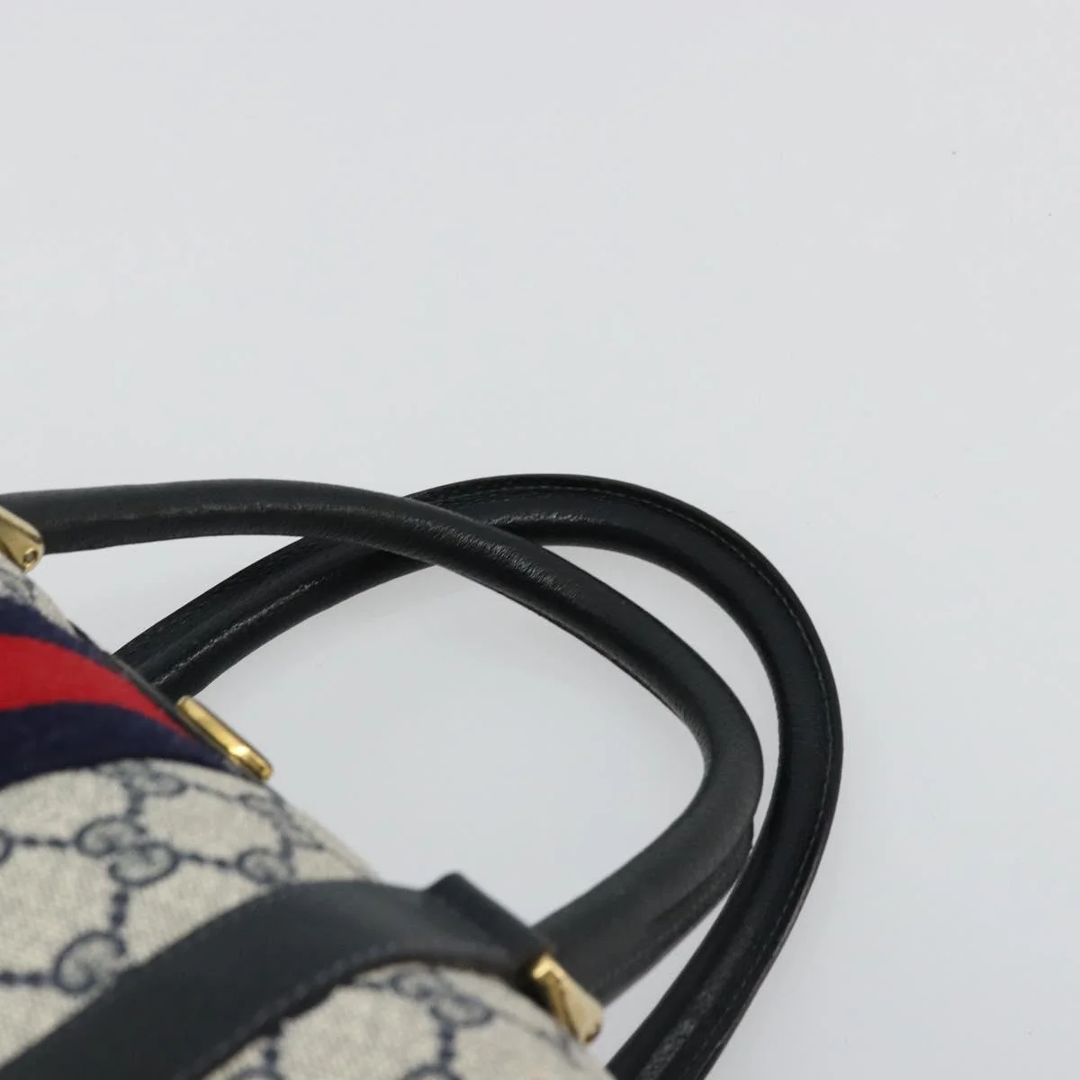 GG Supreme Sherry Line Hand Bag PVC Navy Gold - Image 9