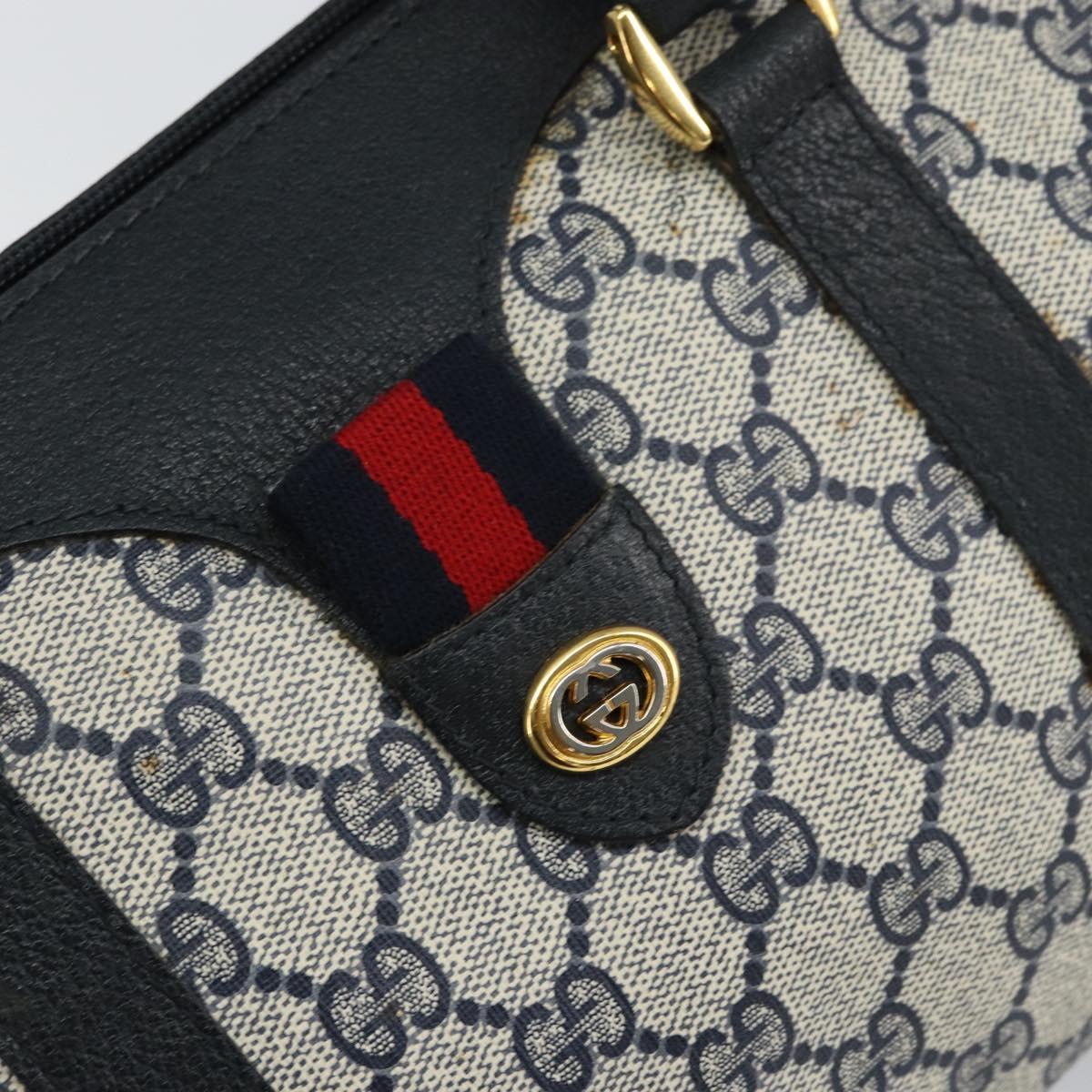 GG Supreme Sherry Line Hand Bag PVC Navy Gold Red - Image 15
