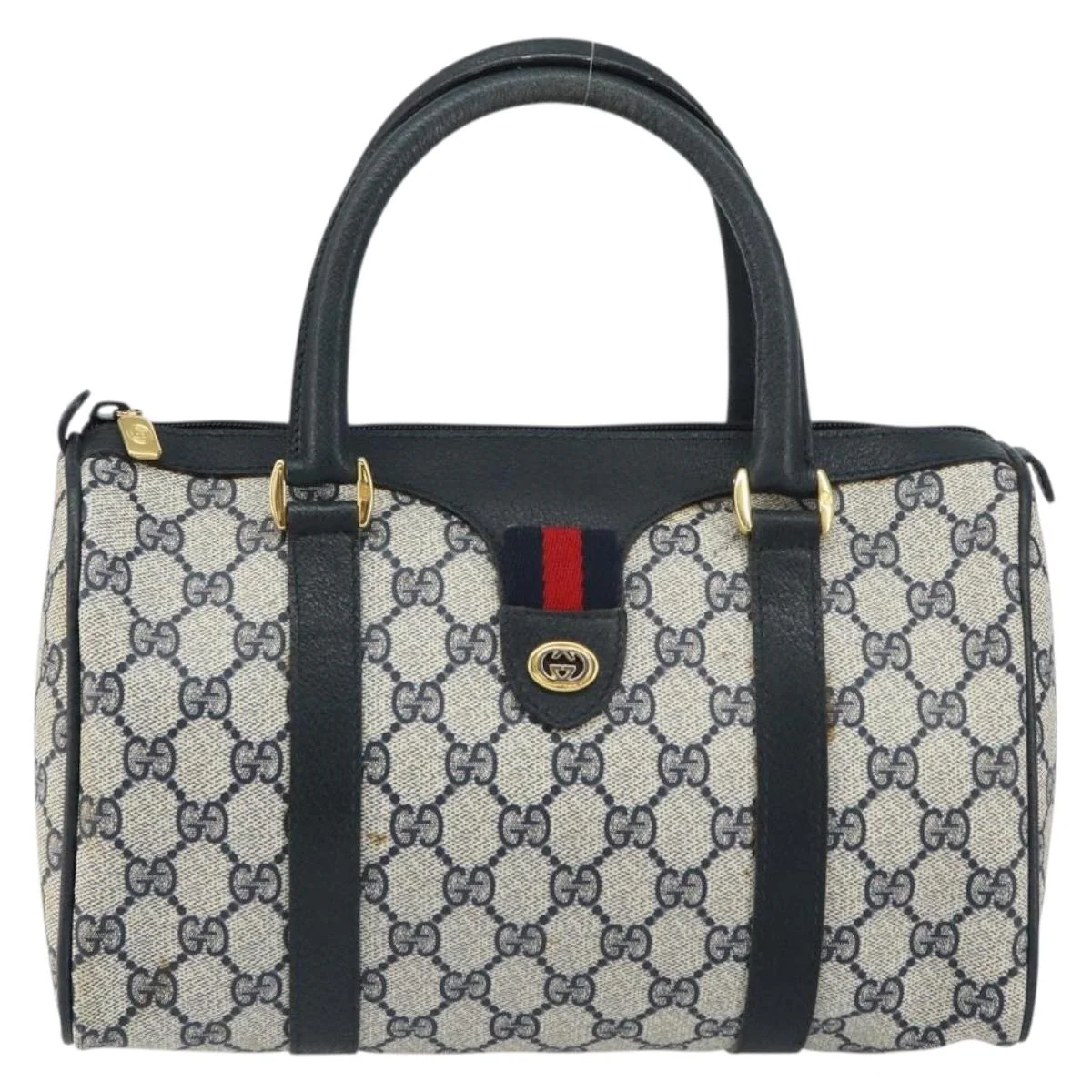GG Supreme Sherry Line Hand Bag PVC Navy Gold Red - Image 3