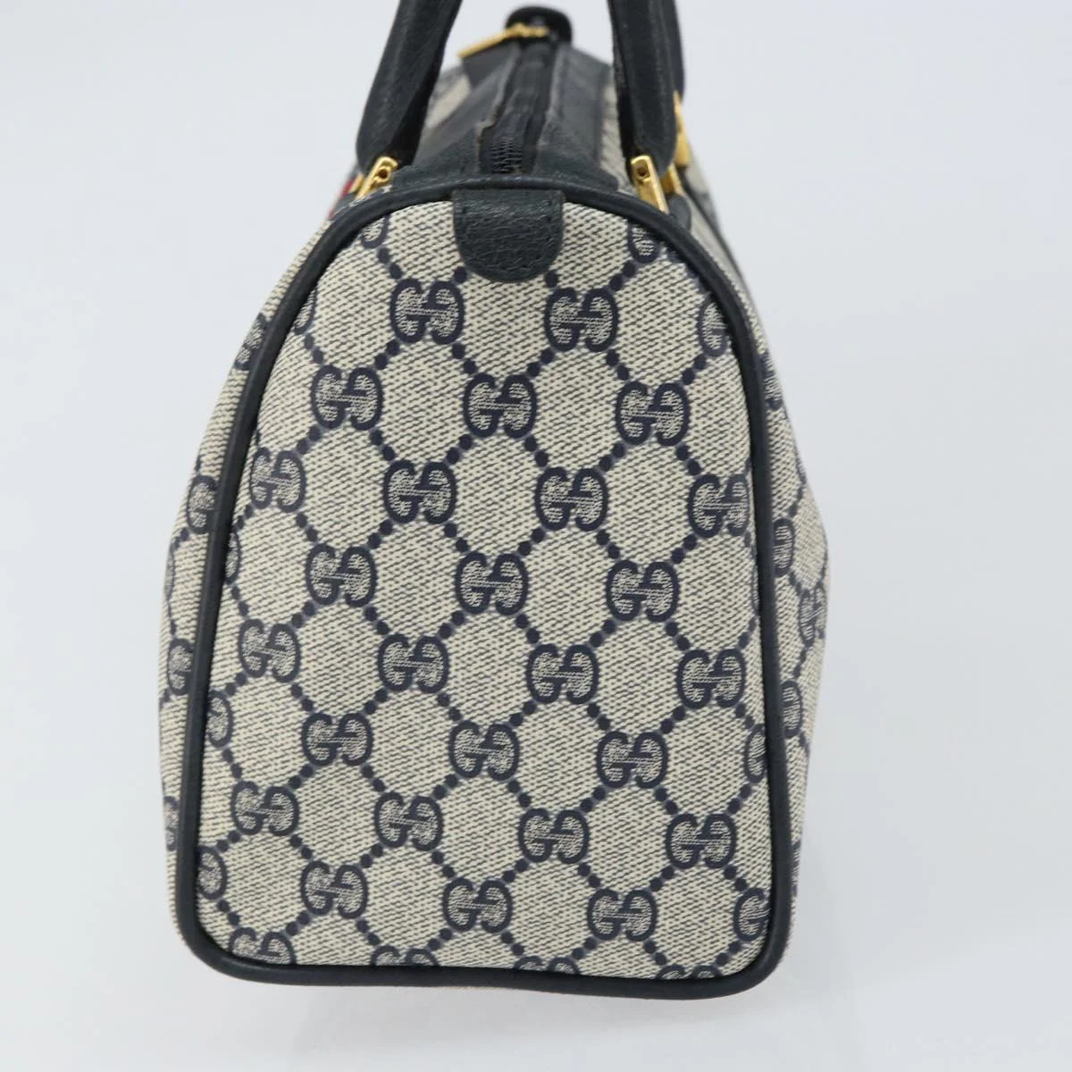 GG Supreme Sherry Line Hand Bag PVC Navy Gold Red - Image 5