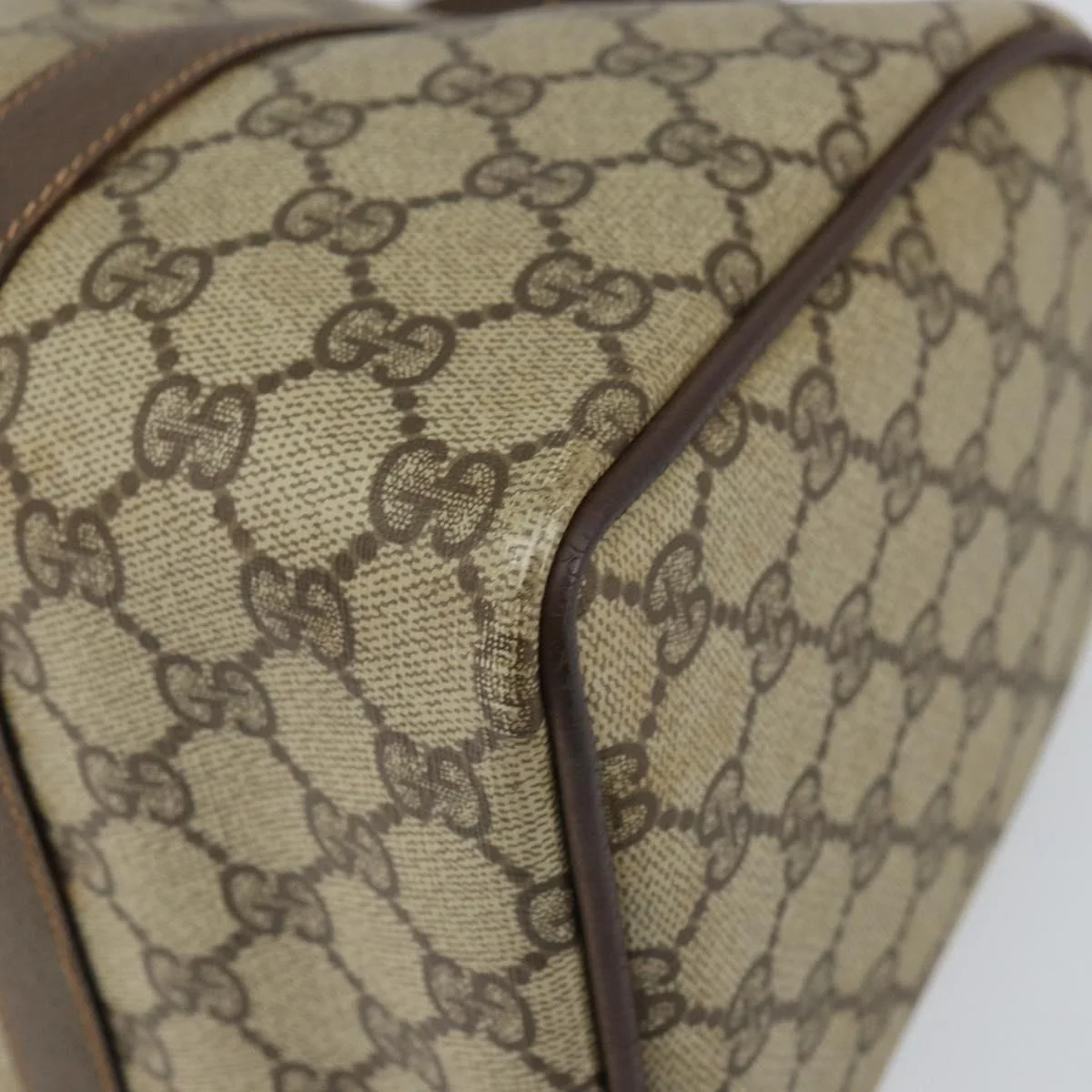 GG Supreme Web Sherry Line Boston Bag PVC Beige Gold - Image 11