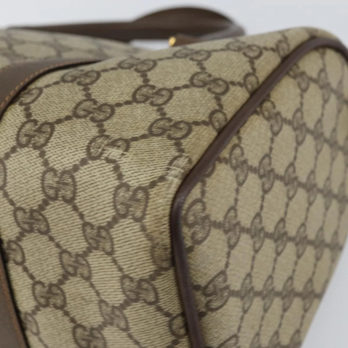 GG Supreme Web Sherry Line Boston Bag PVC Beige Gold - Image 13