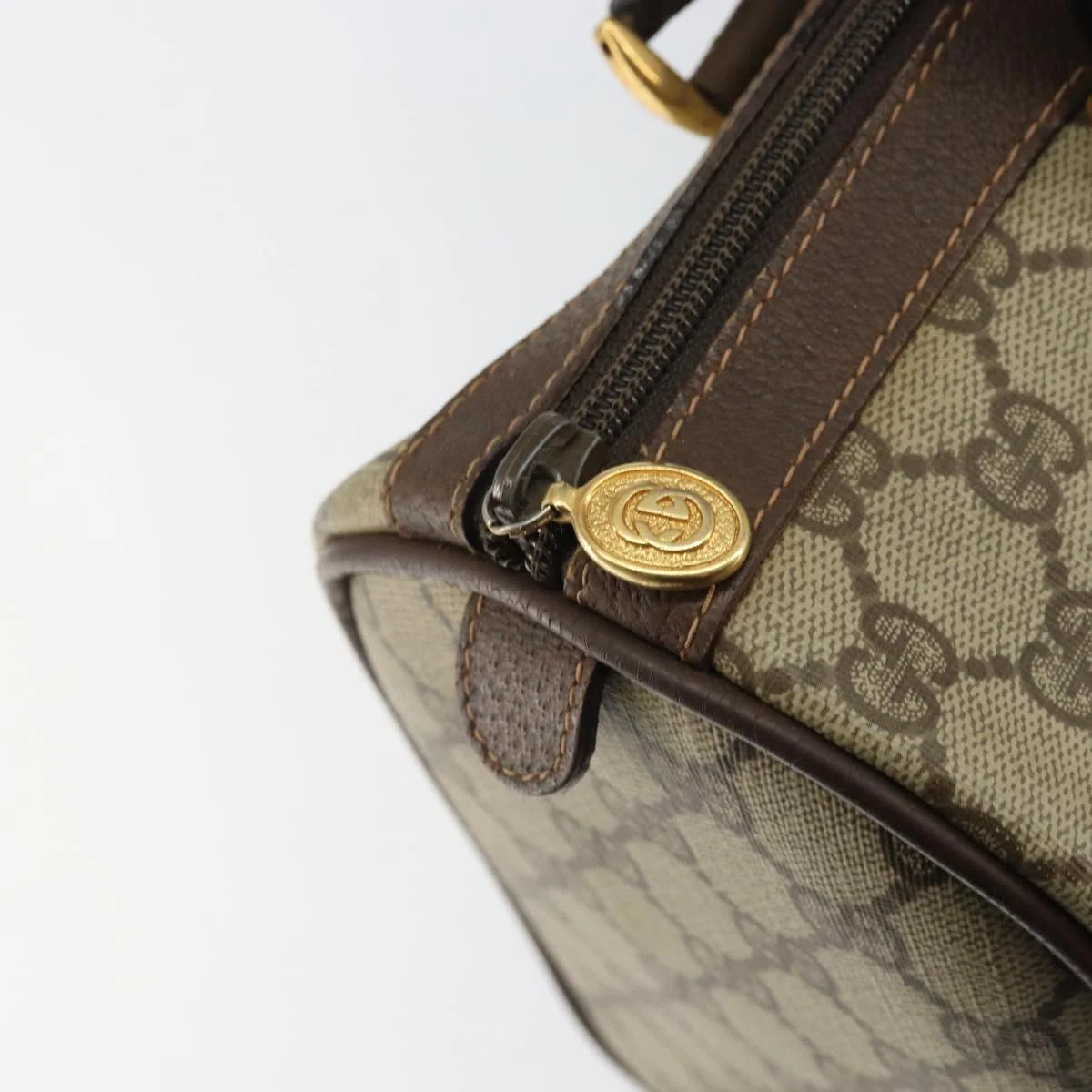 GG Supreme Web Sherry Line Boston Bag PVC Beige Gold - Image 16