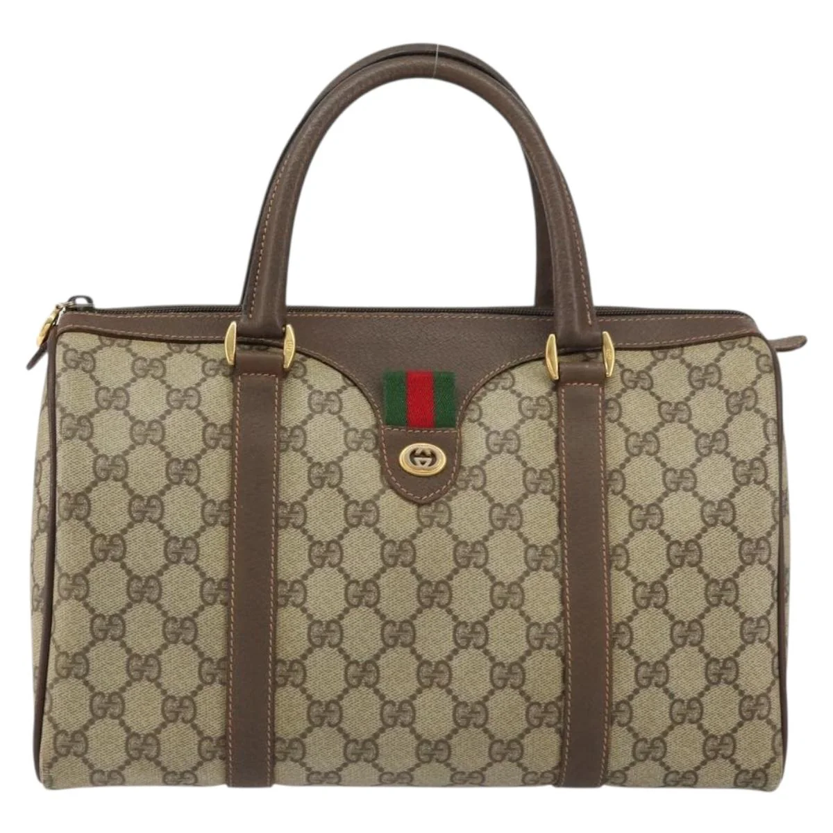 GG Supreme Web Sherry Line Boston Bag PVC Beige Gold - Image 3