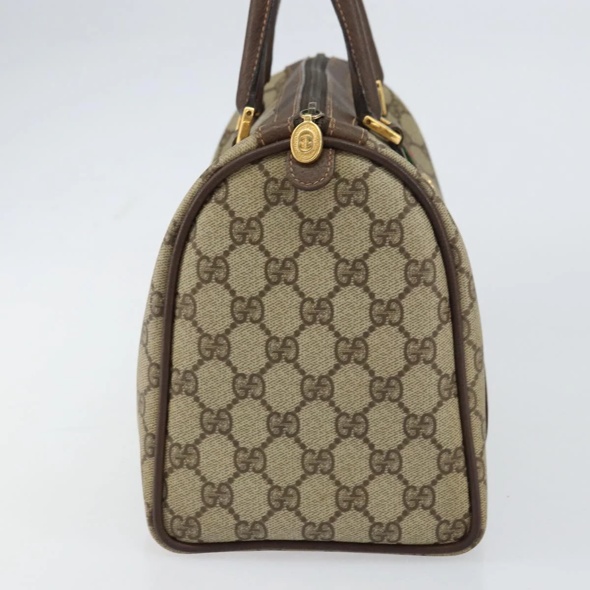 GG Supreme Web Sherry Line Boston Bag PVC Beige Gold - Image 5