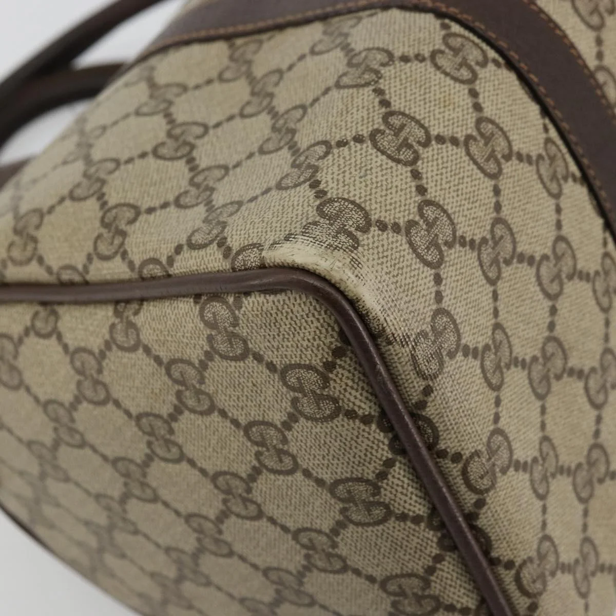 GG Supreme Web Sherry Line Hand Bag PVC Beige Gold - Image 12