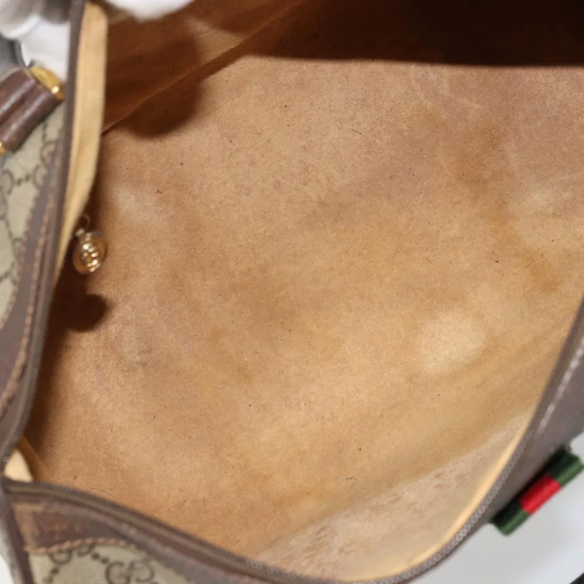 GG Supreme Web Sherry Line Hand Bag PVC Beige Gold - Image 18