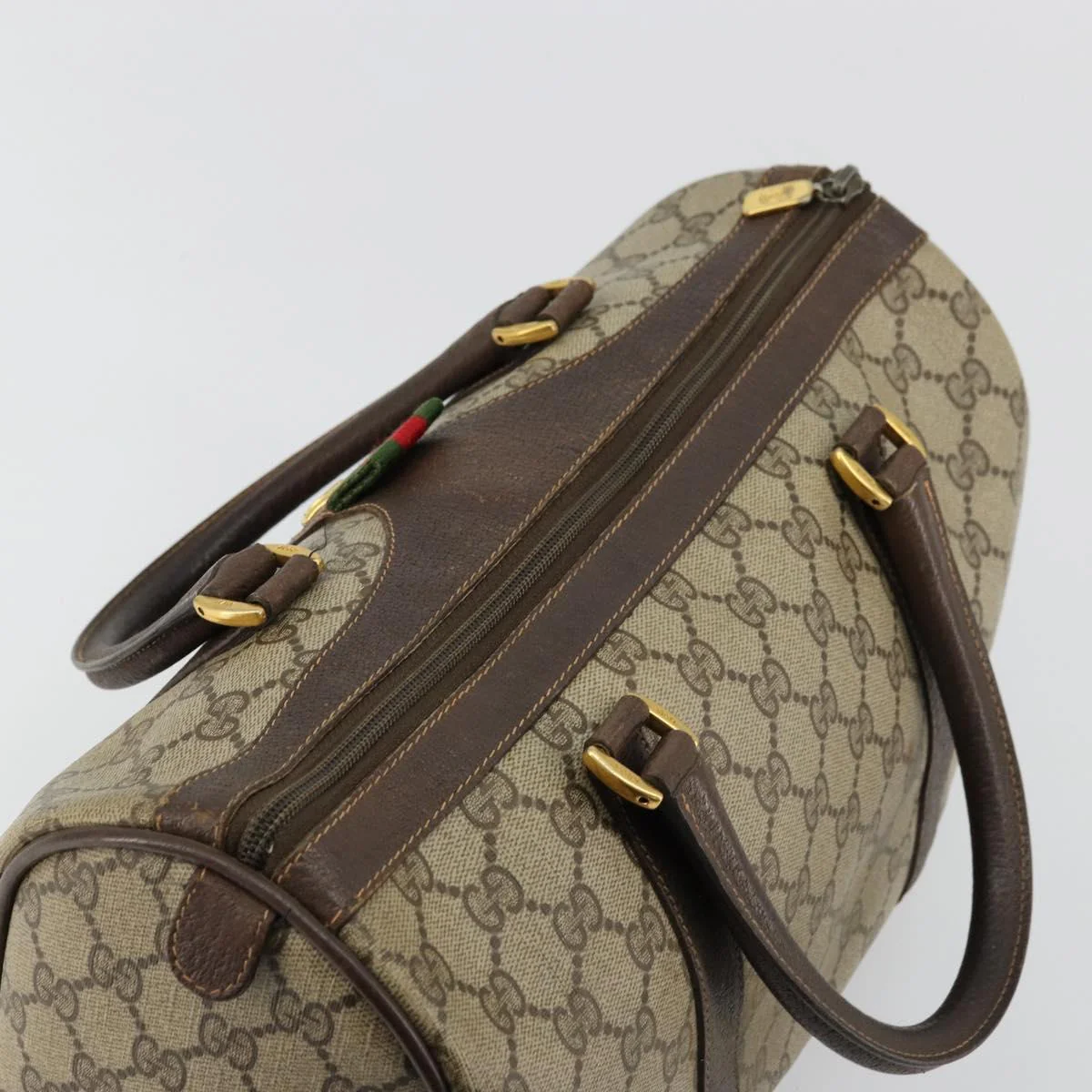 GG Supreme Web Sherry Line Hand Bag PVC Beige Gold - Image 7
